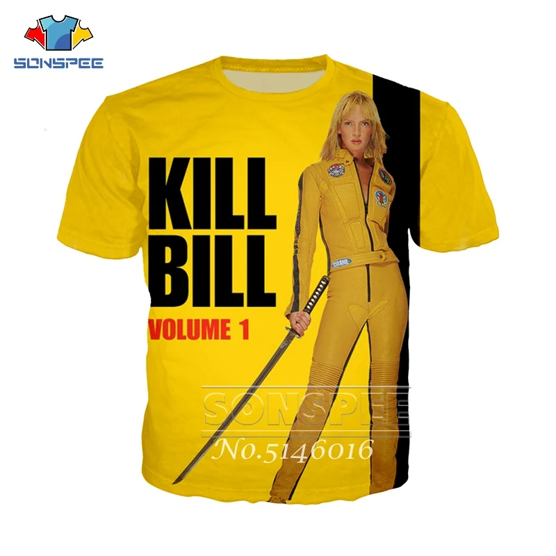 

SONSPEE Unisex Casual Hip hop Street wear Short Sleeve Clothing movie Kill Bill 3D Print Harajuku T shirt Men Funny t shirts t55