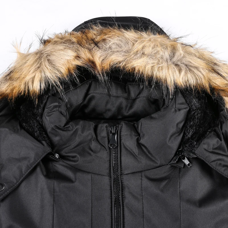 Мужские зимние длинные парки с воротником из искусственного меха толстая