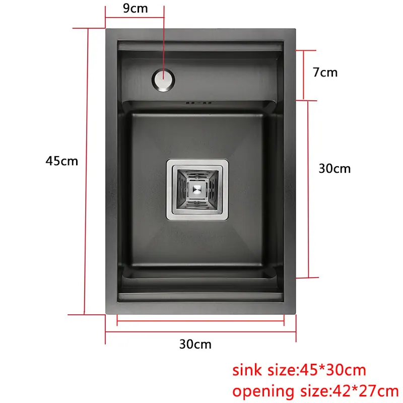 Black Kitchen sink Hidden Single bowl Bar Small Size sink Stainless Steel Balcony Concealed black kitchen Bar