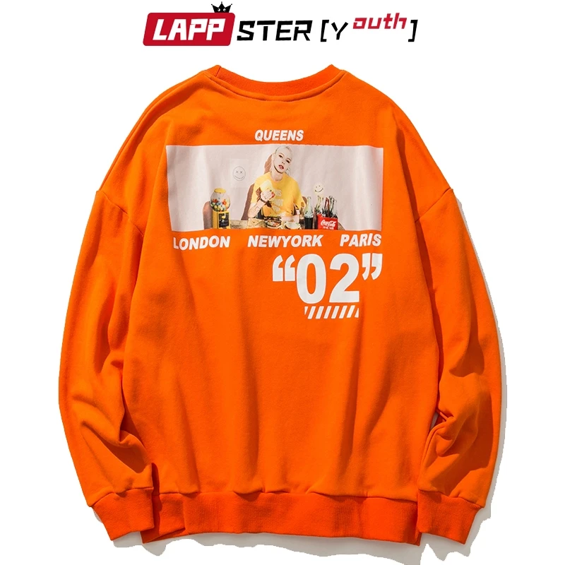 

LAPPSTER-Youth Men Japanese Streetwear Hoodies Sweatshirts 2019 Oversized Mens Orange Hip Hop Hoodie Korean Designer Hoodie