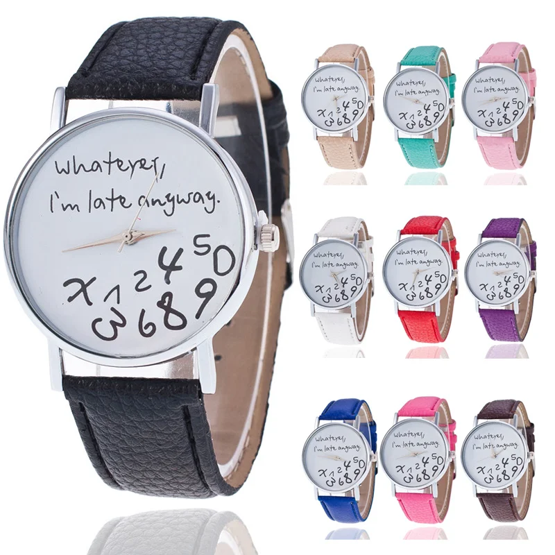 

Exquisite Women Quartz Watch Simple Printed Whatever Alloy Dial with PU Wrist Strap TS95