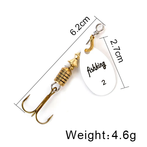 FISH KING Spinner Bait 3.9g 4.6g 7.4g 10.8g 15g Spoon Lures pike Metal With Treble Hooks Arttificial Bass Bait Fishing Lure as photo