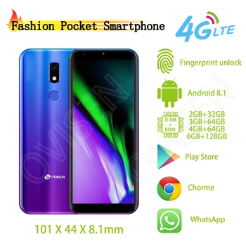 

Pocket Mobile Phone Fingerprint Unlock Face ID android 8.1 Quad Core 4G smartphone Play Store Fashone Cellphone