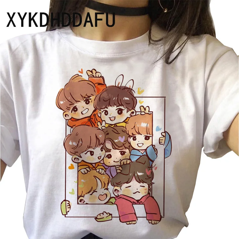 Женская футболка Bangtan для мальчиков Корейская женская в стиле Харадзюку с V