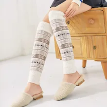 Гетры; коллекция года; сезон осень-зима; женские носки с рождественским оленем; вязаные этнические плотные теплые гольфы