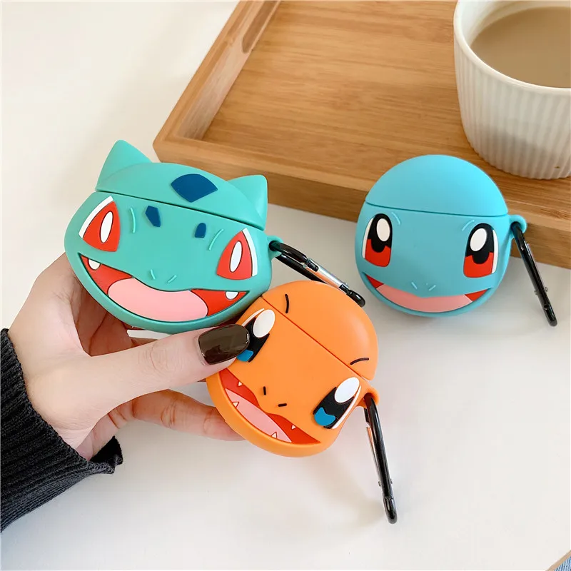 Для AirPods Apple чехол 3D Charmander Squirtle Bulbasaur чехол для наушников для Airpods 1 2 силиконовый чехол Аксессуары Защитная крышка