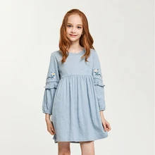 CupofSweet вышитые футболки с круглым вырезом платье для девочек Костюмы модное осеннее платье с длинными рукавами, элегантные Повседневное Детские платья для девочек