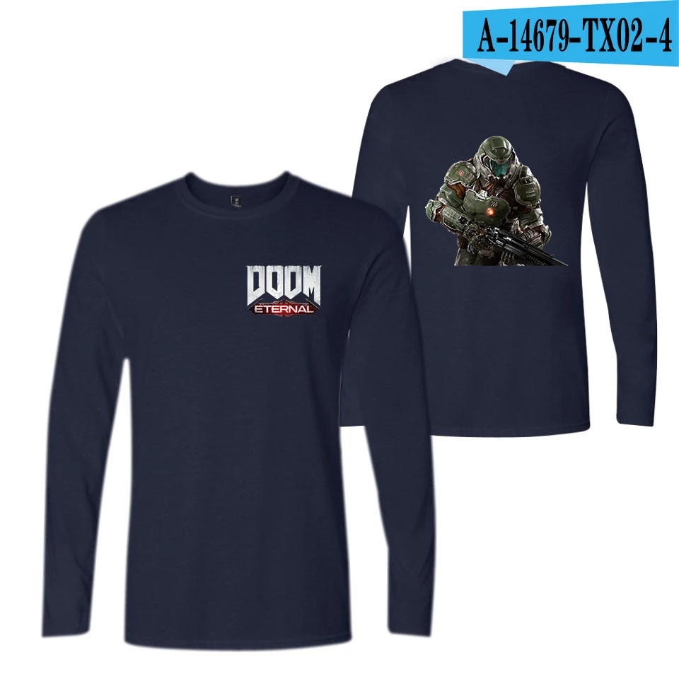 Doom Eternal Мужская/женская футболка с высоким воротом Harajuku Высококачественная брендовая Повседневная футболка с длинными рукавами Фитнес Мужская футболка одежда - Цвет: navy