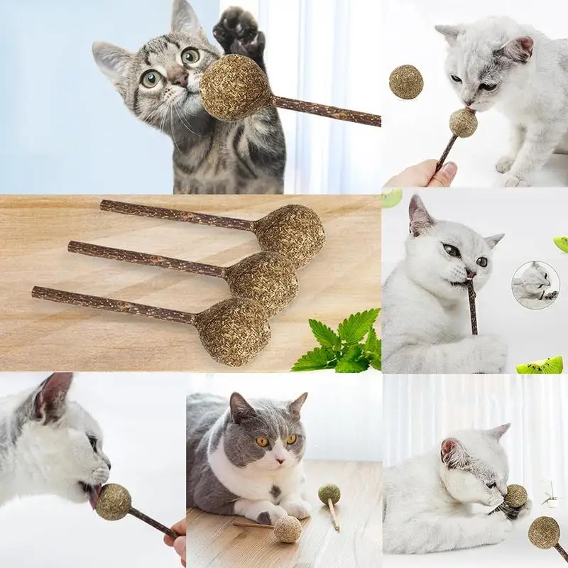Мячик для питомца кошачьей кошки леденец с палкой игрушка для кошки чистка зубов лакомства котята коты любовь игральные игрушки