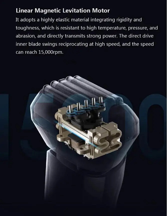 Xiaomi Mijia Reciprocating Electric Shaver Razor 5 Cutter Heads 15,000rpm Type-C Rechargeable Waterproof Omnidirectional Floatin (4)