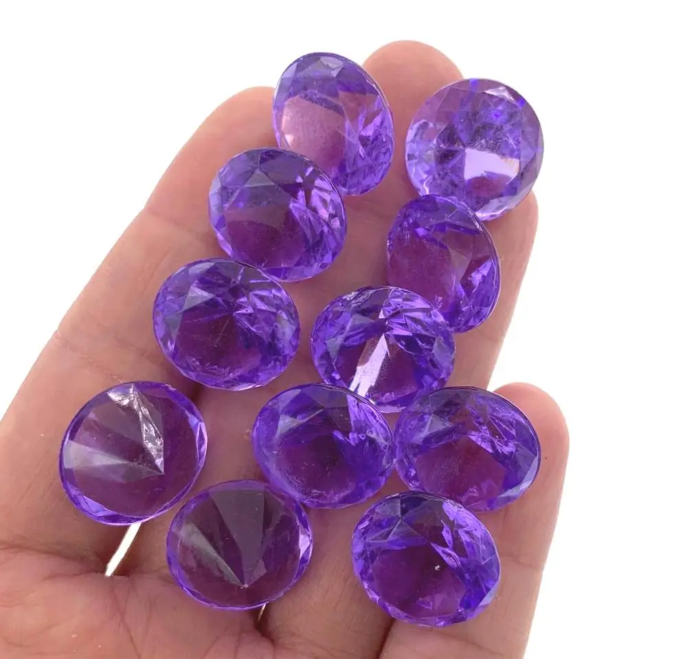 Purple 12 шт., прозрачные акриловые бриллиантовые драгоценные камни, граненые бусины, для дня рождения, свадьбы, Настольная Ваза, наполнитель, искусственные бриллиантовые украшения, вечерние украшения, 18 мм - Цвет: Purple
