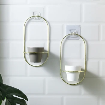

Nordic Style Ceramic Flower Pot Planter Iron Flower Hanging Frame Plant Holder Green Plant Flower Pot Home Office