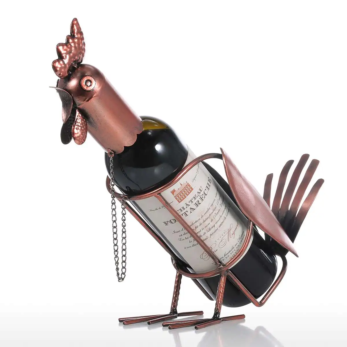 Петух полка для вина металлическая скульптура практичная украшение дома поделки