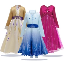 Платье принцессы Анны и Эльзы из мультфильма «Снежный мир 2»; хлопковое Повседневное платье для девочек с героями мультфильмов; платье для костюмированной вечеринки Снежной Королевы