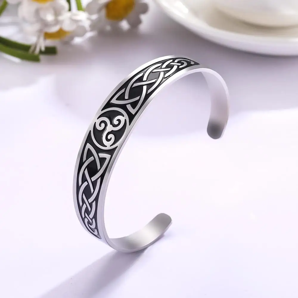 Myshape, женский браслет, кельтский узел, символ, Ирландия, Hrunger Valknut, 316L, нержавеющая сталь, Браслет-манжета, Викинг, нордическая гравировка, подарок