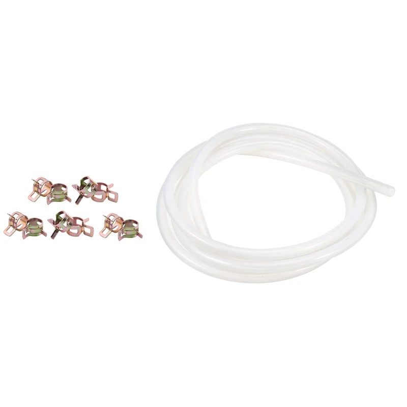 

1x Silicone Tube 8mm Id x 10mm Od 8.2 Foot Flexible Silicone Tubing Water Air Hose Pipe Translucent & 10Pcs 11mm Spring Band Typ