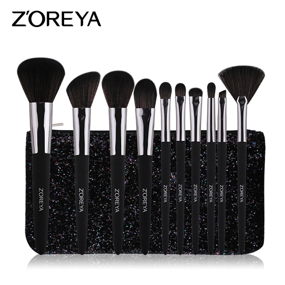 

Zoreya Zhuo Er Ya New Style Currently Available 10 Rubber Paint Pointed Tail Handle Portable Universal Makeup Brush Set