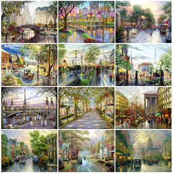 

HUACAN DIY Full Square Diamond Painting Street Scenery Diamond Embroidery City Landscape Sale 5D Mosaic Home Decor Gift
