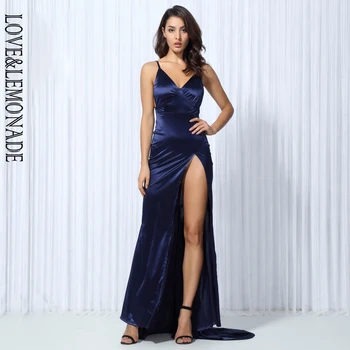 

LOVE & LEMONADE Navy Blue V Collar Cut Out Long Long Dress LM80179