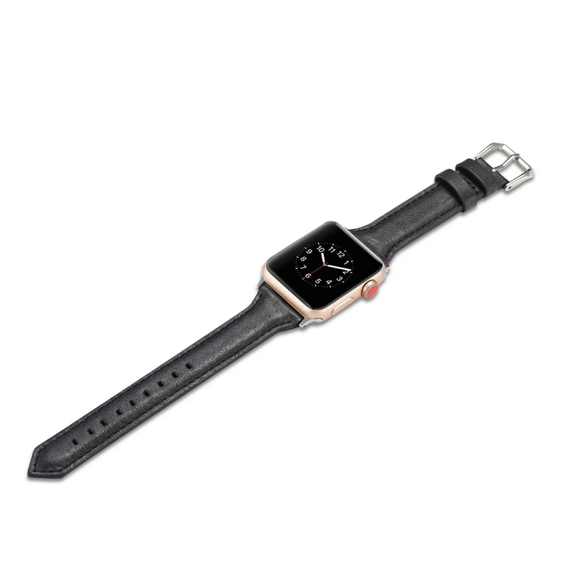 Ремешок для apple watch 4 5 44 мм 40 мм correa iwatch ремешок 5 4 3 ремешок 42 мм 38 мм Узкий Тонкий кожаный ремень аксессуары для браслетов
