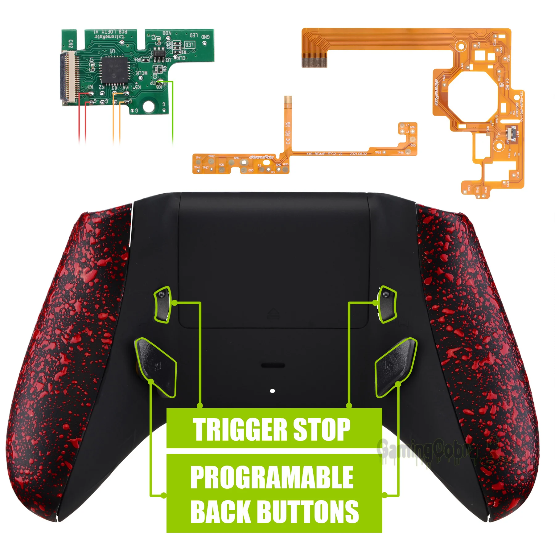 Extremerate Textured Red Lofty Programable Remap & Trigger Stop Kit For