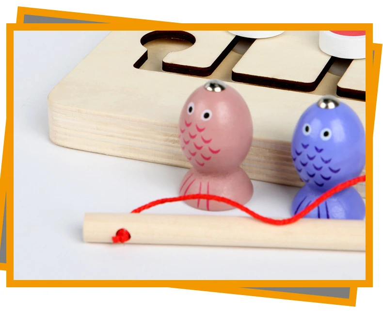 Дошкольные Деревянные игрушки Монтессори цветные познавательные магнитные рыболовные игрушки Обучающие Игрушки для раннего развития для детей