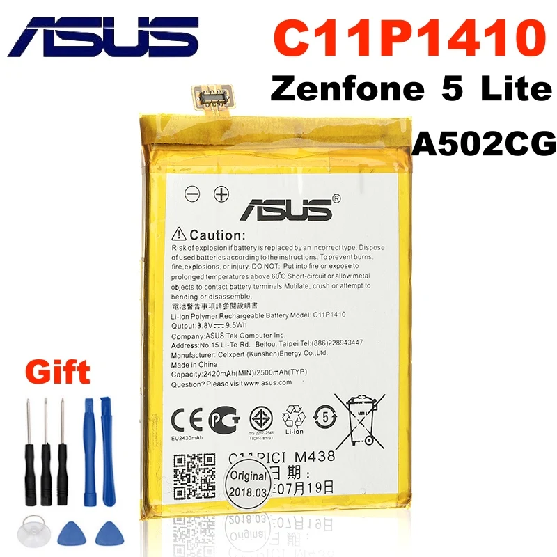 100% оригинальное ASUS C11P1410 батарея для Asus Zenfone 5 Lite A502CG 2500 мАч высокой Ёмкость оригинальный аккумулятор +