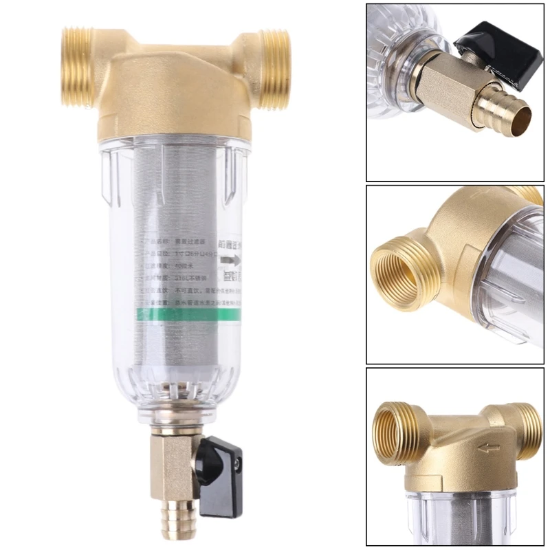 1 дюйм 4 точки предфильтр Нержавеющая сталь очиститель воды сетки медный кран A6HB