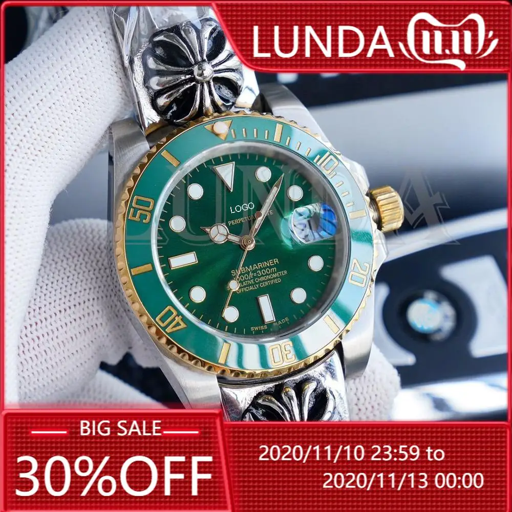 Man Watch Top Luxury Brand leather steel belt automatic mechanical quartz movement Green Ghost full working watch luxury wrist afbeelding