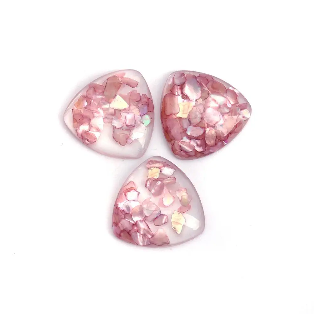 

Doreen Box New Fashion Resin & Shell Mosaic Dome Seals Cabochon Geometric Triangle Transparent Accessories 18mm x 18mm, 10 PCs