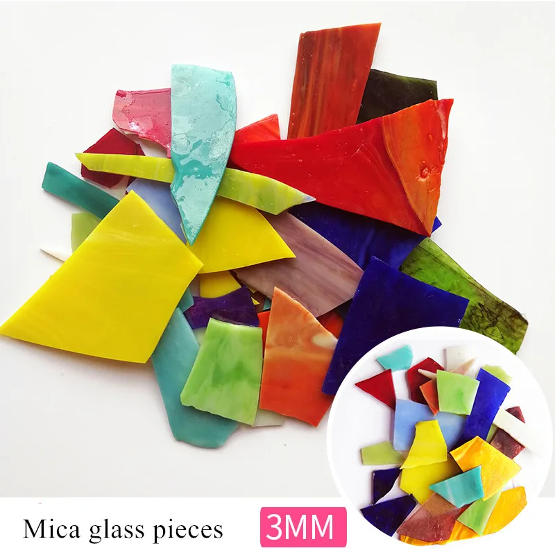 

500g Irregular Church Mica Glass Mosaic Tiles Transparent Broken Glass Pieces for Craft DIY Wall Decorative Mosaic Materials