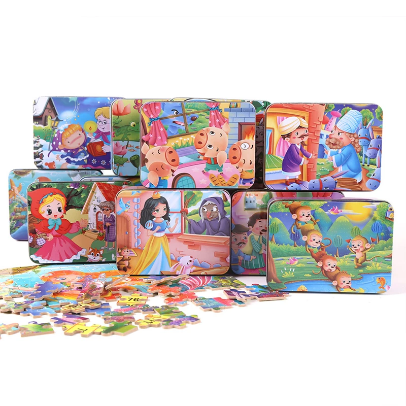 

Hot Sale 100 Slice Small Piece Puzzle Toy Children Animals and Vehicle Wooden Puzzle Jigsaw Baby Educational Toys for Kids Gift