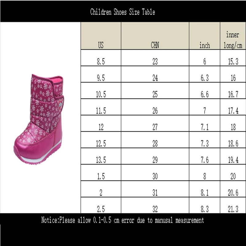 Boys and girls warm non-slip fashion tube cotton boots children waterproof thickening inner wool snow boots