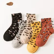 5 шт./партия, новые носки с леопардовым принтом осенне-зимние детские носки средней длины для мальчиков и девочек утолщенные хлопковые носки для малышей