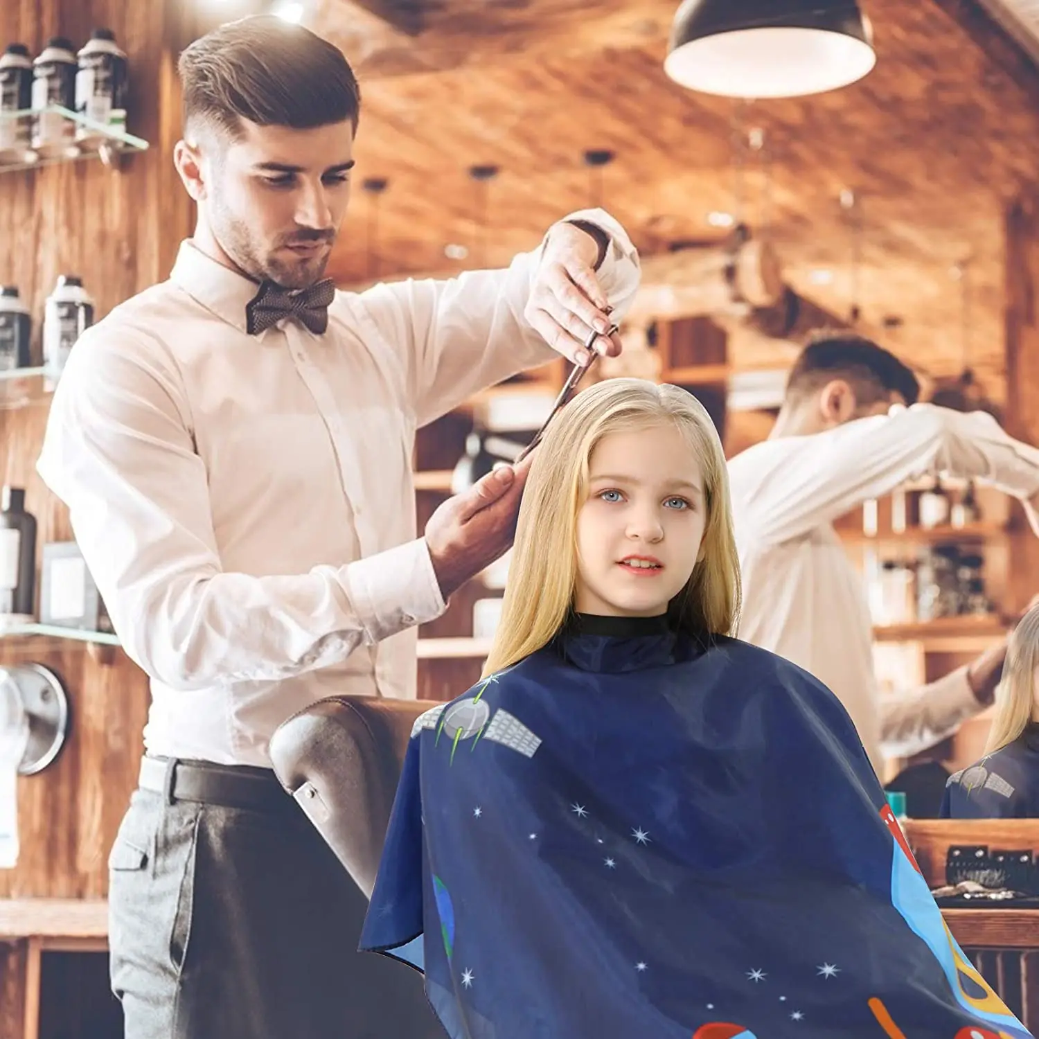 Salon Kids Hairdressing Cape Hairdresser Cartoon Pattern Haircut Styling Gown Barber Shop Household Child Hair Cut Cape Apron