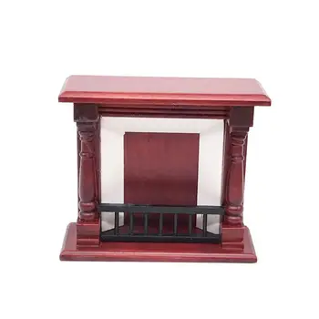 

1:12 Dollhouse Mini Mahogany Fireplace Miniature Simulation Furniture Accessory