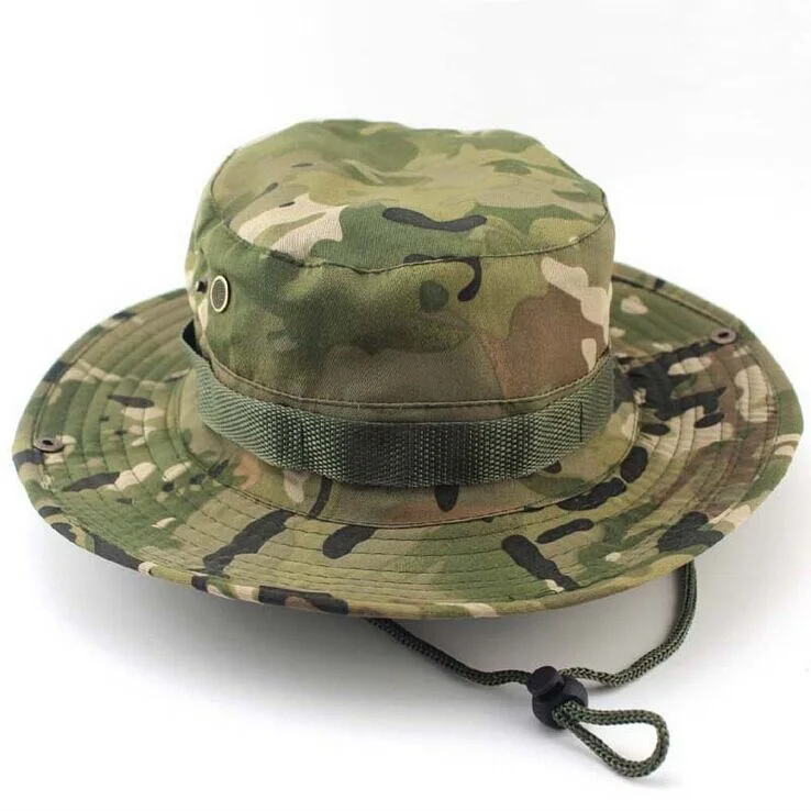 CP Camouflage Шапки для рыбака для мужчин и женщин Camo Boonie промытый хлопок саржа Подбородочный ремешок военный, камуфляж, охота шляпа для путешествий солнцезащитная Кепка Ведро стиль - Цвет: CP Camouflage