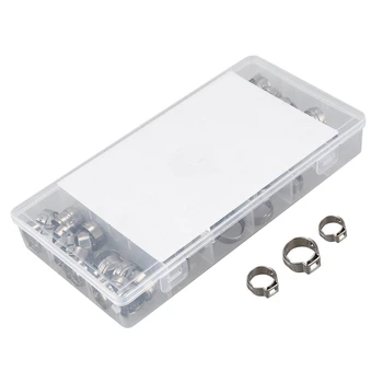 

95Pcs 3 Sizes 10.3-18.5mm Stainless Steel Single Ear Stepless Hose Clamps Assortment Kit for Securing Hoses Automotive