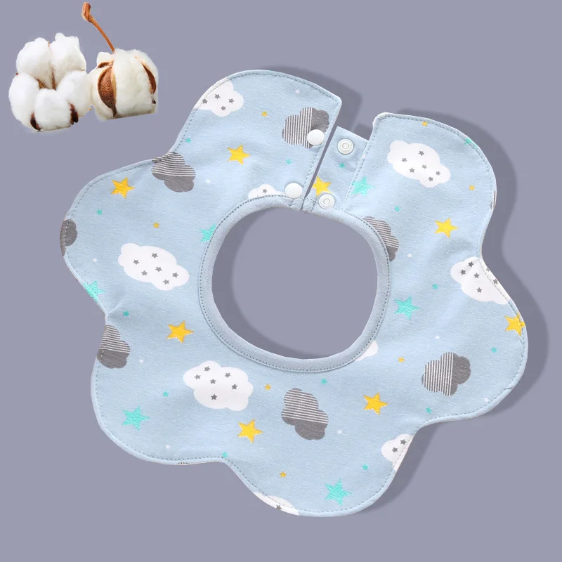 Silicone Anti-lost Chain Strap Adjustable  Baby Bibs Waterproof 360 Degree Flower Shape Stuff For Newborns Boy Girl Feeding Burp Cloth Saliva Towel Infant Apron car baby accessories