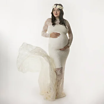 

Maternity Dress Maternity Photography Props White Lace Sexy Maxi Dress Elegant Pregnancy Photo Shoot Women Maternity Lace Dress