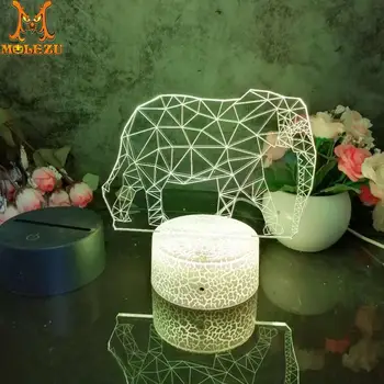 

Molezu Halloween Elephant Pattern 3D Led Night Light Decoration Children Kids Gifts 7 Color Changing Visual Table Lamp