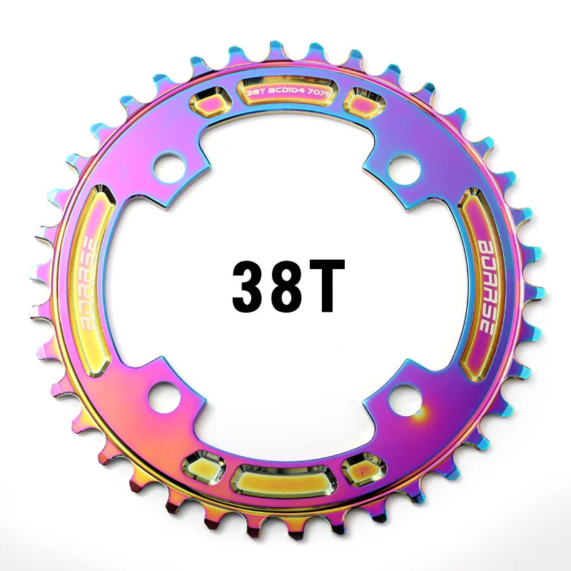 Вакуумное покрытие узкий широкий 104bcd цепь mtb велосипедная система 32T 34T 36T 38T горный велосипед колесо цепной передачи с рычагом 7075 Al-сплав 55g - Цвет: 38T disc