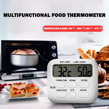 

multifunctional food thermometer Digital BBQ Meat Thermomet Stainless Steel Probe Cooking Kitchen Thermometer exclude battery