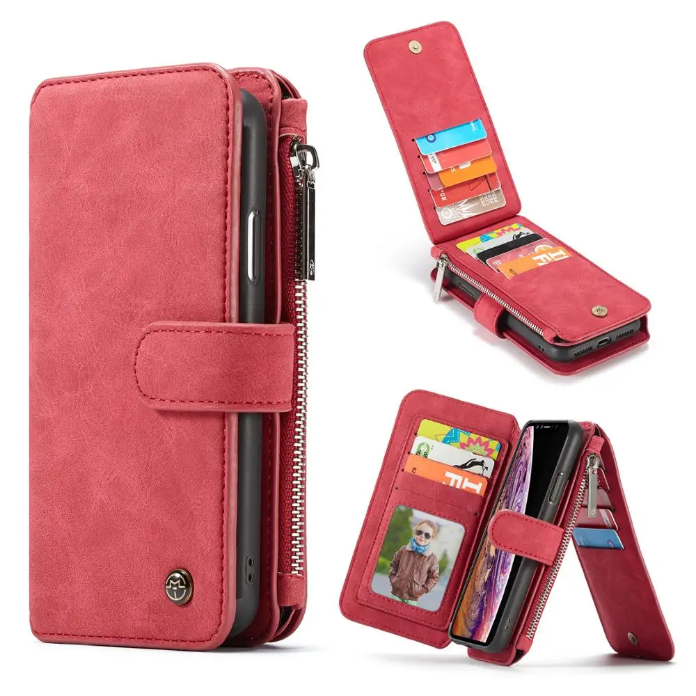 

Case Me For iPhone X XR XS Max Multifunction Stand Leather Soft TPU Magnetic Flip Zipper Wallet Slot For iPhone 8 7 6 Plus 6S