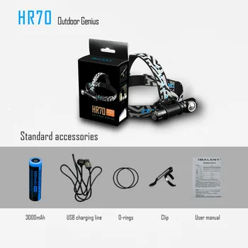

IMALENT HR70 Headlamp CREE XHP70.2 LED Flashlight 3000lm Rechargeable Headlight with 18650 Battery + Magnetic Charging Cable