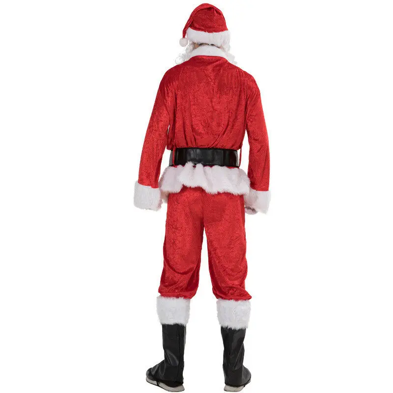 5 шт., Рождественский костюм Санта Клауса, нарядное платье для взрослых, мужской костюм, маскарадный костюм красного цвета