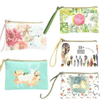 

coin purse Cute Canvas Cash Coin Purse Make Up Bag Cellphone Bag With Handle Wallet Bag Card Holder кошелек женский