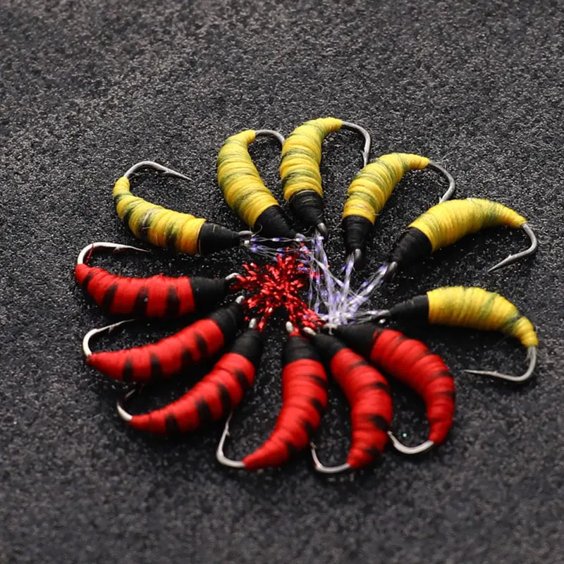 6PCS/Lot Rainbow Brown Brook Trout Greyling Caddis Nymph Lures Buzzers Red Miracle Midge Fishing Flies | Спорт и развлечения