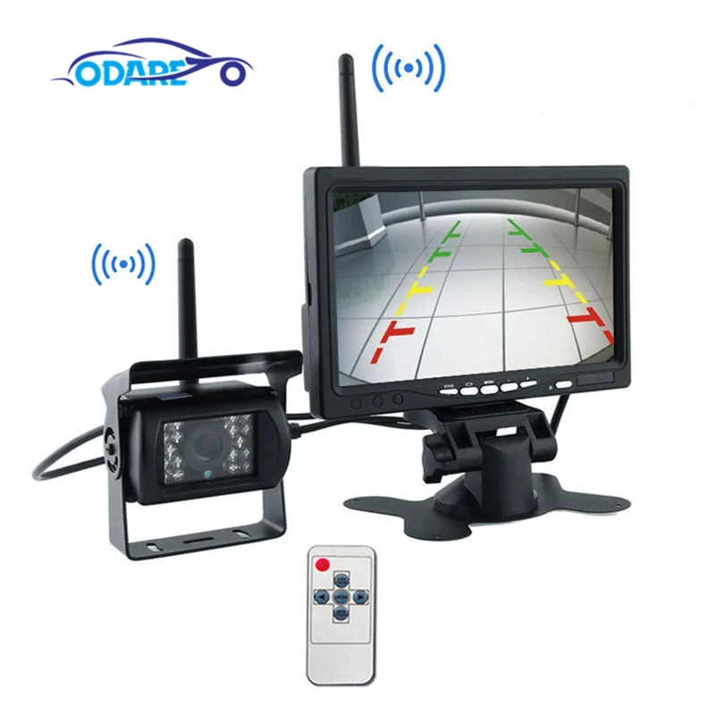 7" Wireless HD TFT LCD Rear View Camera Monitor Parking System Vehicle Backup camera with Car Charger For Truck RV Trailer Bus