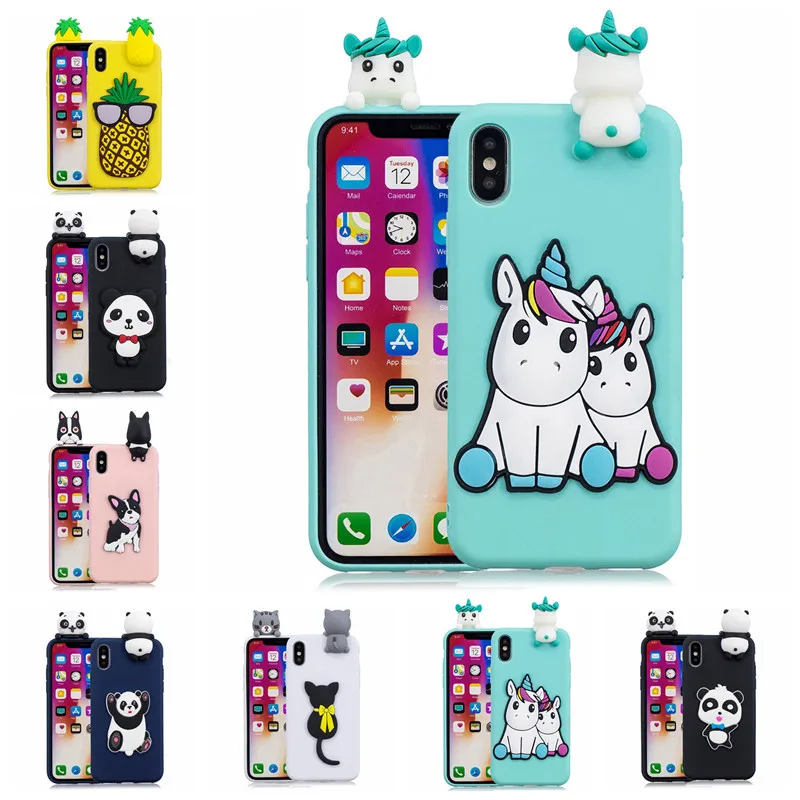 3D Мягкий Силиконовый ТПУ чехол для iPhone 7 8 Plus с милым рисунком мультяшный 11 X XS Max XR 6